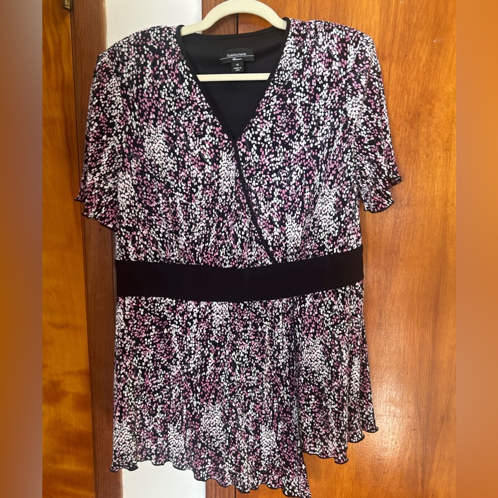 R & M Richards Black and Pink Patterned Top